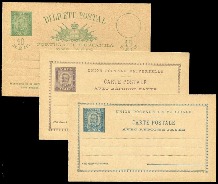 1892 Angra (Azores, Portugal) postal stationery cards (unused)